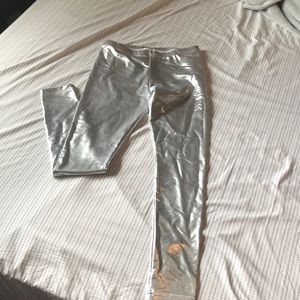 Metallic silver leggings, american apparel